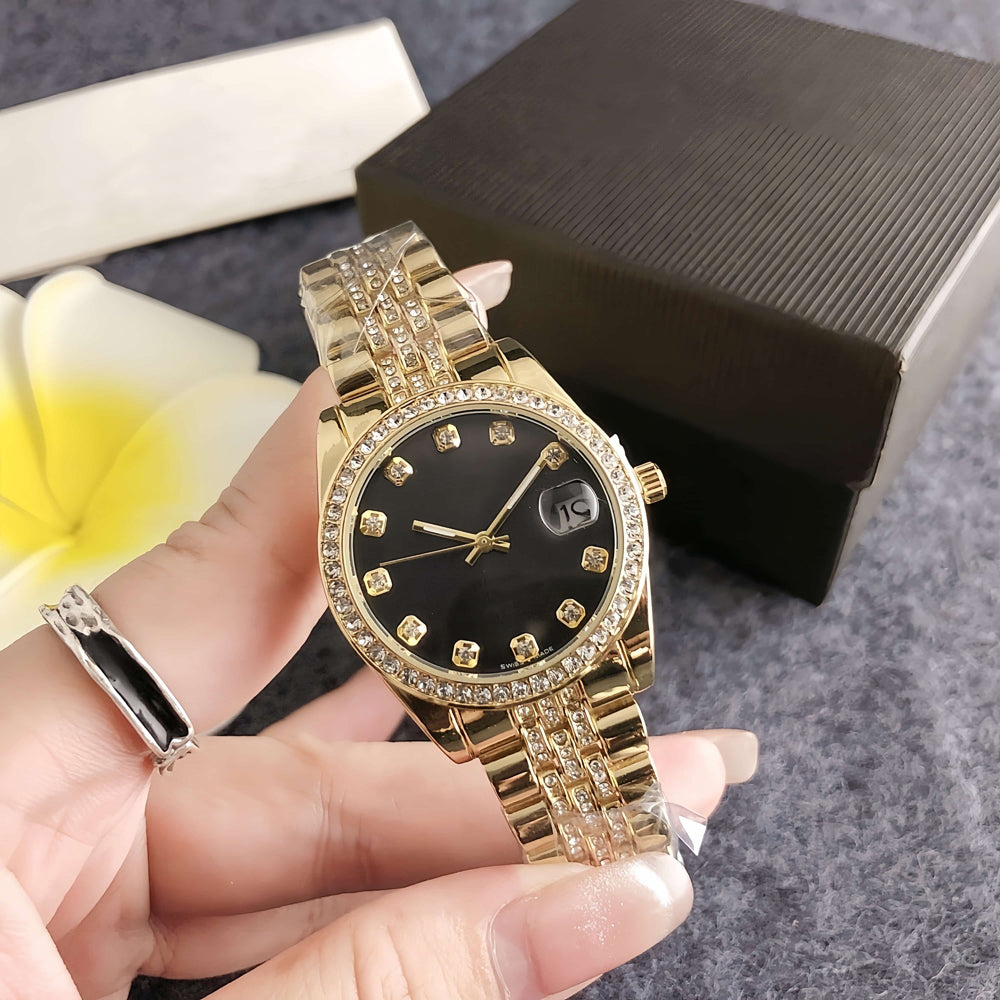 Fashion Brand Wrist Watches Women Girl Ladies Beautiful Exquisite Crystal Style Steel Metal Band Quartz Clock R388