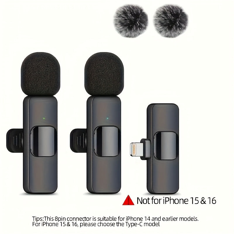 TEMU Wireless Lavalier Microphone Clip-on Microphone For Iphone Ipadwireless Clip-on Microphone, Plug And Play, Audio And Video Recording Live