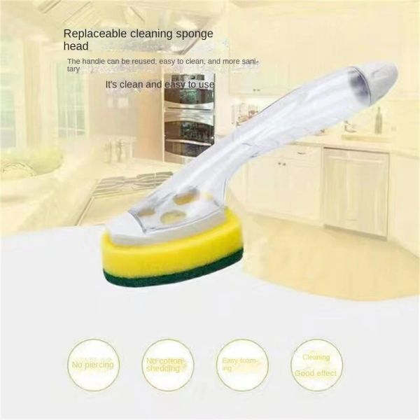 Handle Sponge Sponge Washer Brush Head Kitchen Cleaning Scouring Pad Replacement Head Sponge Dish Wash Scrubber