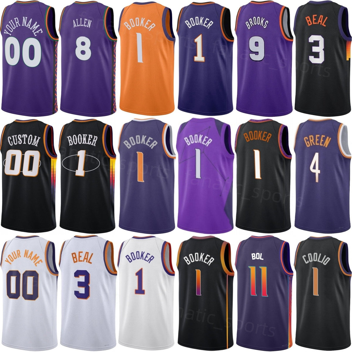 Print Basketball Khaman Maluach Jersey 10 Woman Youth Man Jalen Green 4 Dillon Brooks 9 Devin Booker 1 Bradley Beal 3 Grayson Allen 8 Tyus Jones Roy