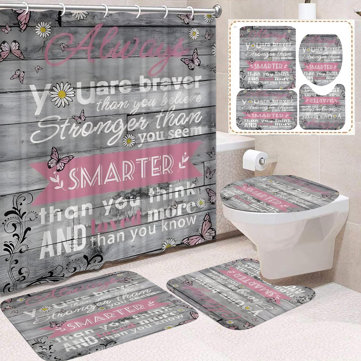 YL-37488 Shower Curtain African Girl Home Bathroom Decoration Curtain Toilet Floor Mat Toilet Non-slip Floor Mat