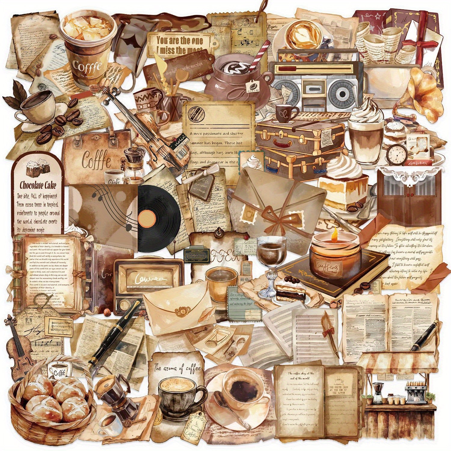 TEMU 100pcs Transparent Sticker Pack Pet Material Waterproof Self-adhesive Stickers Diy Handmade Material Decoration Guitar Notebook