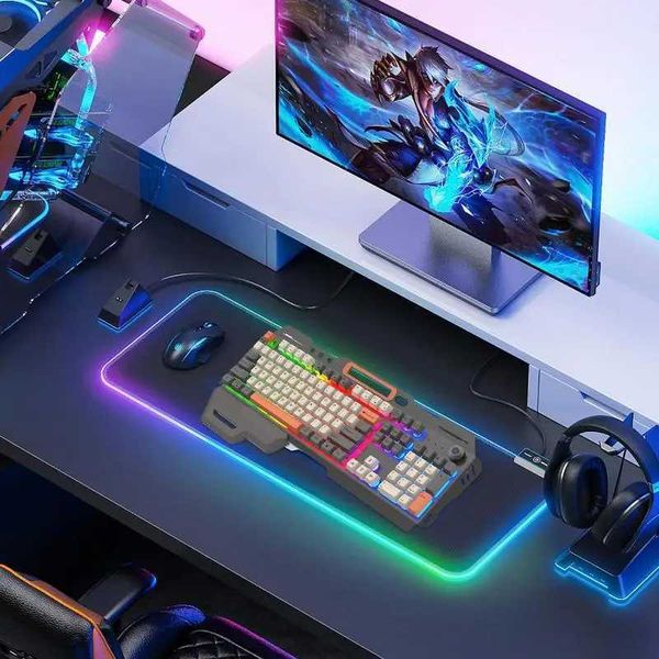 Mechanical Feel Game Keyboard Desktop Computer Keyboard 104 Keys Wired For Desktop Computer Multi-Mode 3-Color Backlight ForC250114