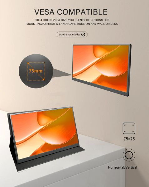 LESOWN 11.6 inch LCD Monitor Wide Touch Screen Full HD 1920x1080 HDMI USB Type C Portable Display PC Smart Phone Screen Extender