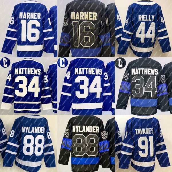 16 Mitch Marner Jersey William Nylander 44 Rielly Hockey Jerseys Blue Black Stitched