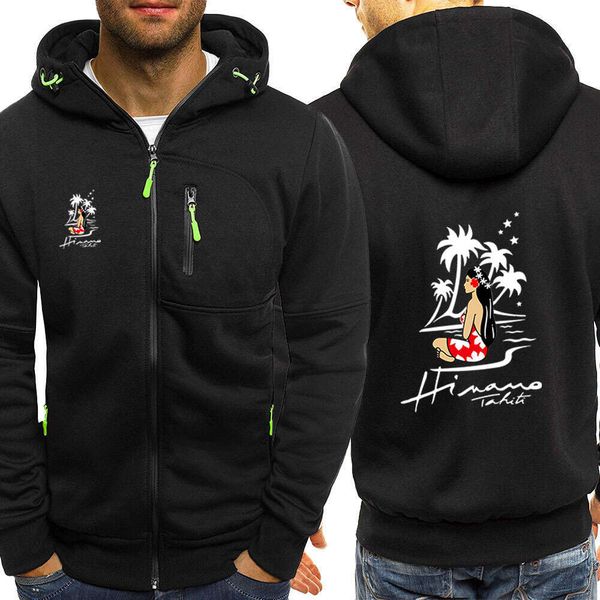 High end Autumn Spring Men s Hinano Tahiti Beer Logo Print Fashion Solid Color Trendy Hooded Sweatshirt Cardigan Comfortable Hoodies Fahion