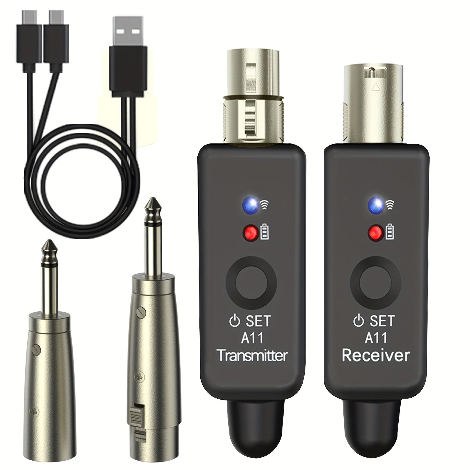 TEMU Wireless Microphone Transmitter Receiver - Plug-on Xlr Microphone Wireless System With 48v Power, Xlr Connector, 6.35mm Adapter Suitable For