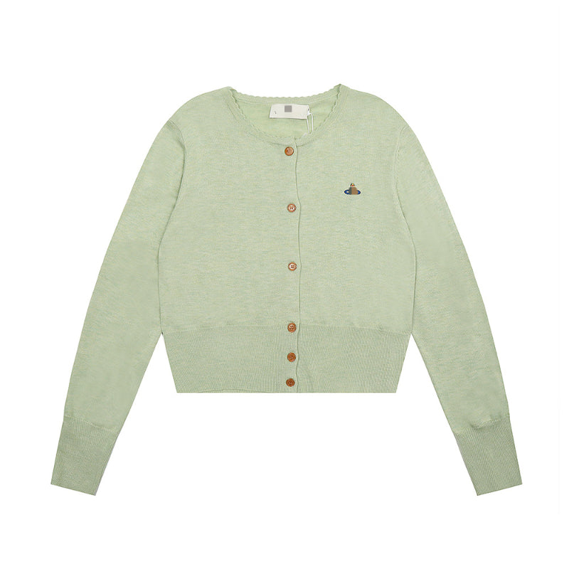 Trendy Brand Cardigan Sweaters Saturn Embroidery Lace Collar Women&#039;s Wool Knitted Sweater Cardigan Jacket