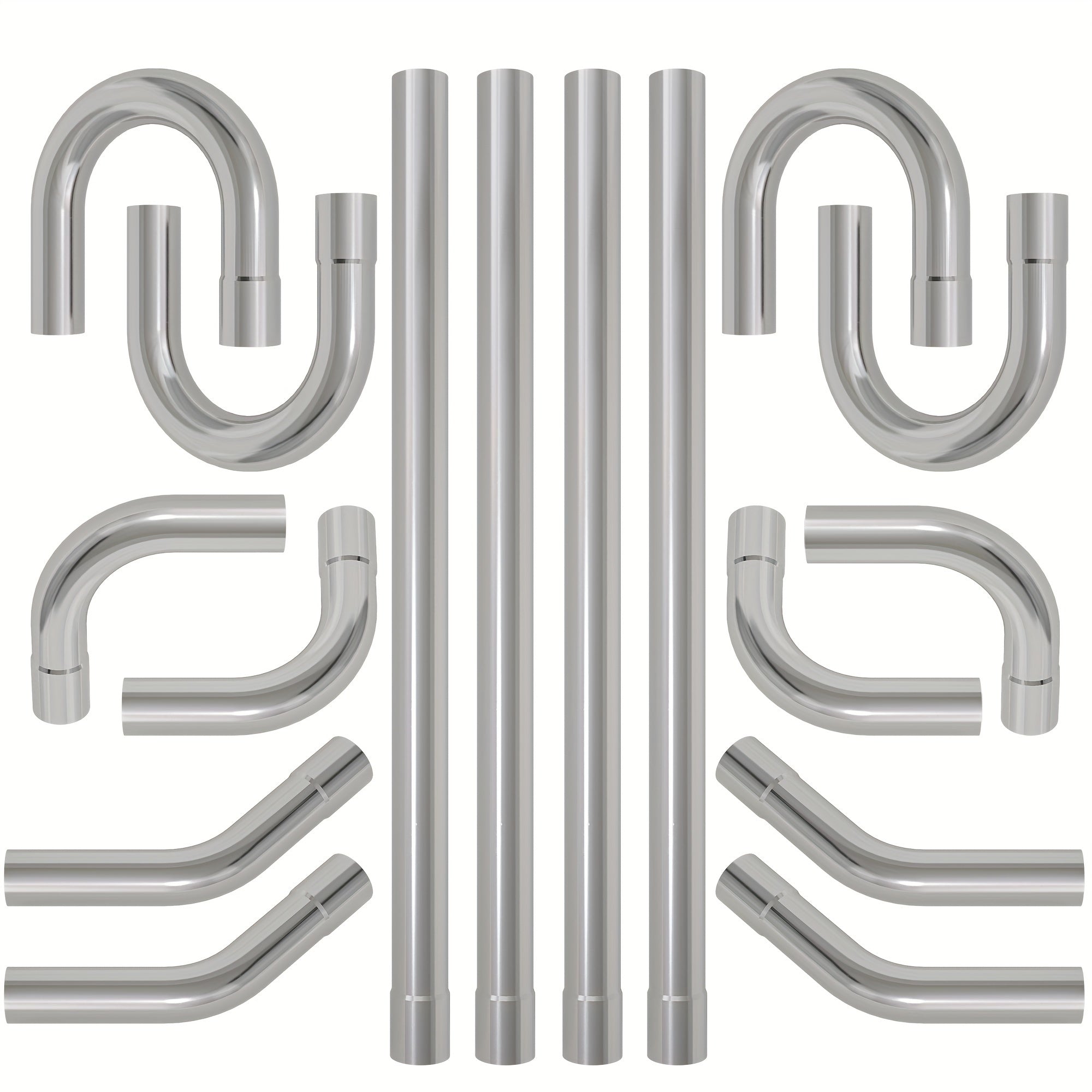 TEMU Universal 2.5-inch Exhaust System, Made Of Mild Steel With 16 Gauge Tubing, Includes Straight And U-bend Pipes.