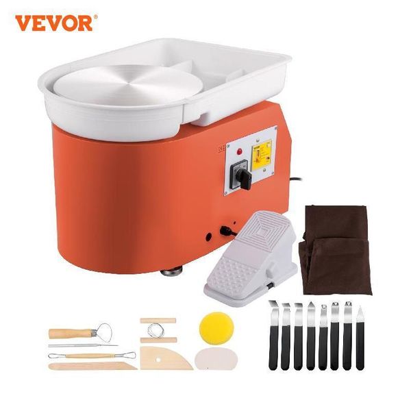 Craft Tools VEVOR Electric Pottery Wheel Machine 28cm 350W Manual Handle Foot Pedal for School Ceramic Clay Working Forming DIY Art Craft 23