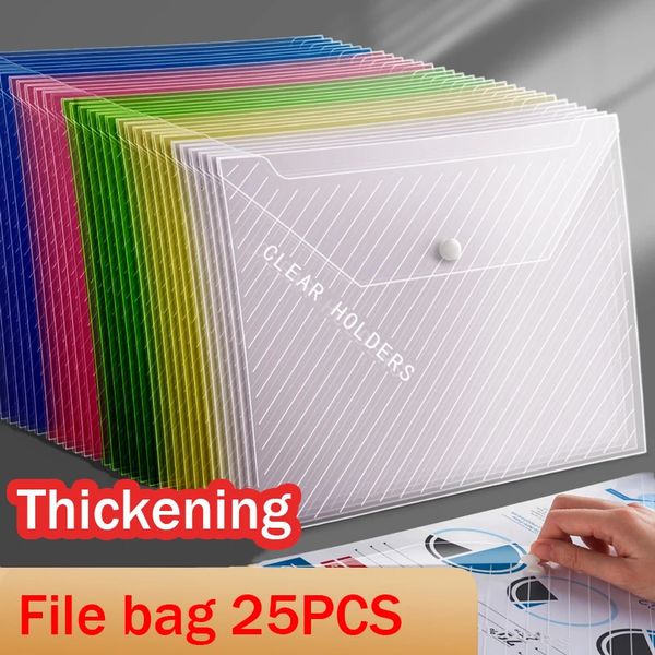 Filing Supplies 25pcs File Bag Transparent Plastic A4 16c Documents Filing Storage Bag Student Organizer Information Pocket Folders Statione