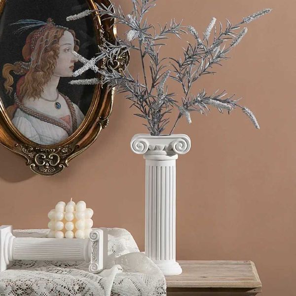 Vases Greek Roman Column Flower Vase Figurines Sculpture Home Living Room Table Centerpieces Decorations Wedding Housewarming Gift J240515
