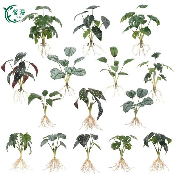 Green Apple Arrow False Tropical Plants and Roots Artificial Flowers Plants Home Office Store Garden Decoration Florero Roses Y250114