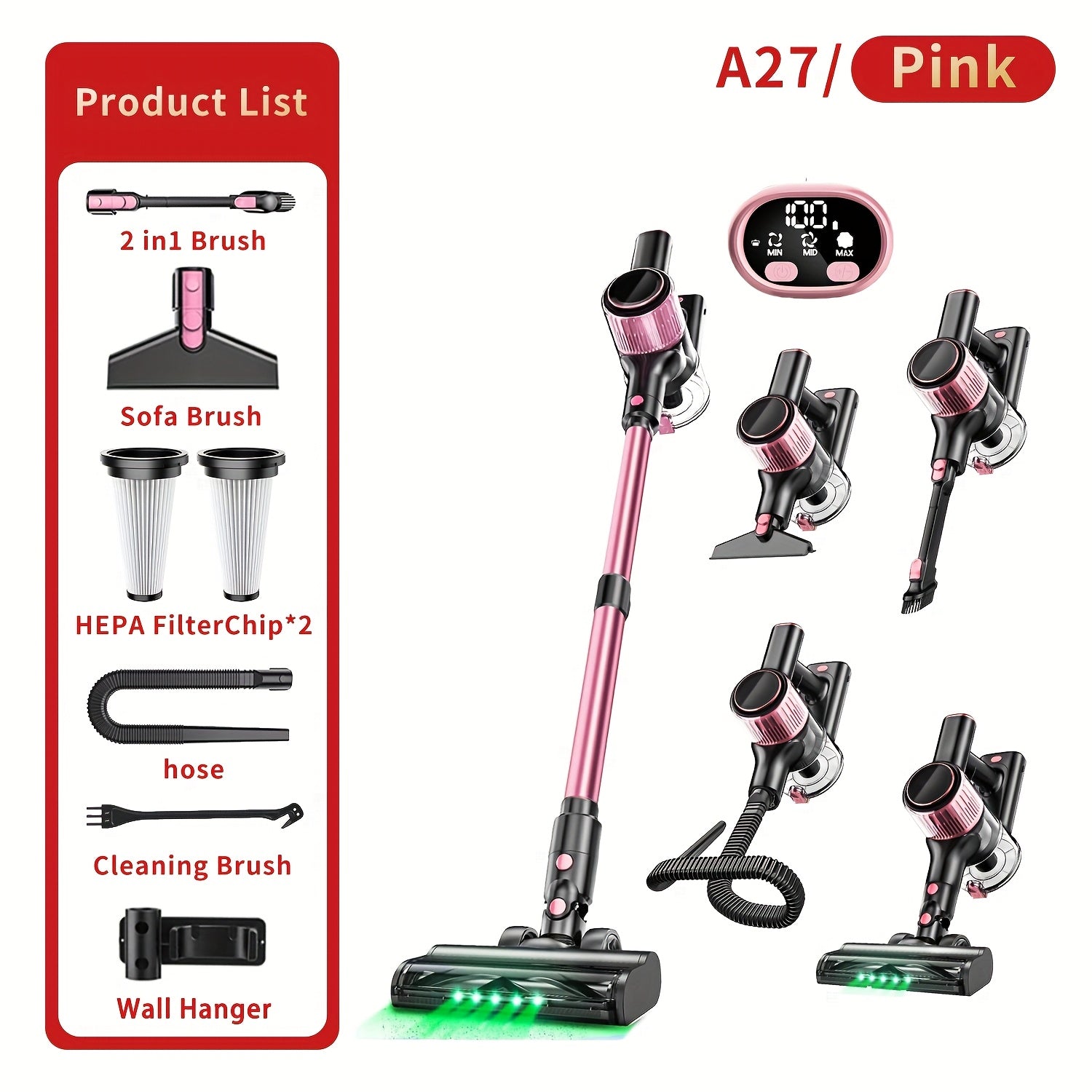 TEMU High Suction Home Cordless Vacuum Cleaner, 10-in-1 Stick Vacuum Cleaner, 3 Suction , Lightweight, With Upgraded Extra Long Hose, Anti- Brush, ,