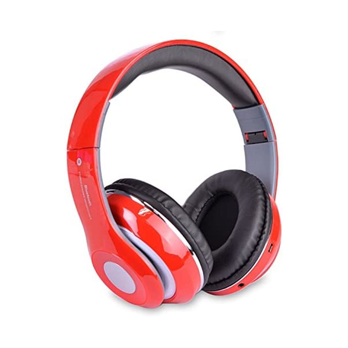 Foldable Bluetooth Over-Ear Wireless-Wired Rechargeable Headphones - Red