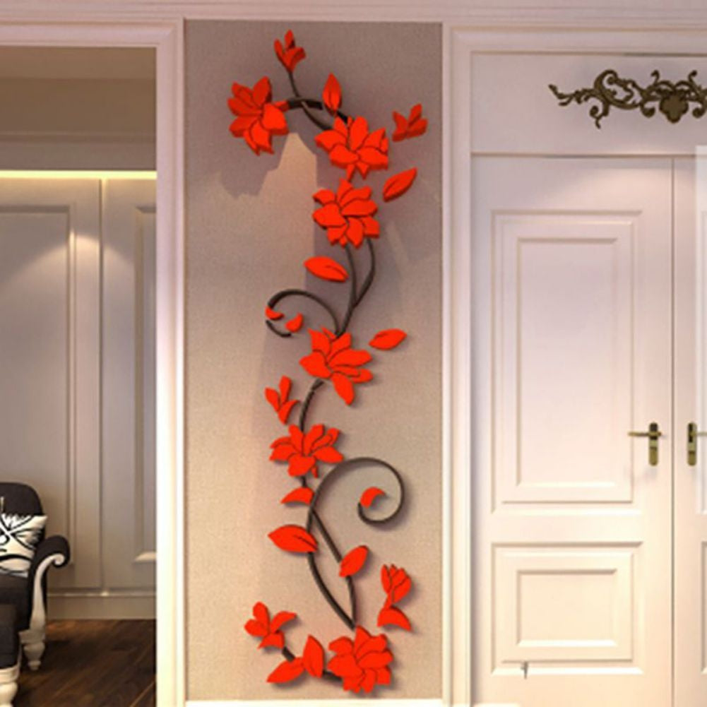 TEMU 1pc 3d Diy Removable Art Vinyl Wall Stickers Vase Flower Tree Decal Mural Home Decor Home Bedroom Decoration