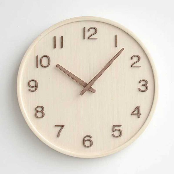 Japanese style short wall living room clock decoration noise free wooden clock simple home clock retro pocket watch M250212