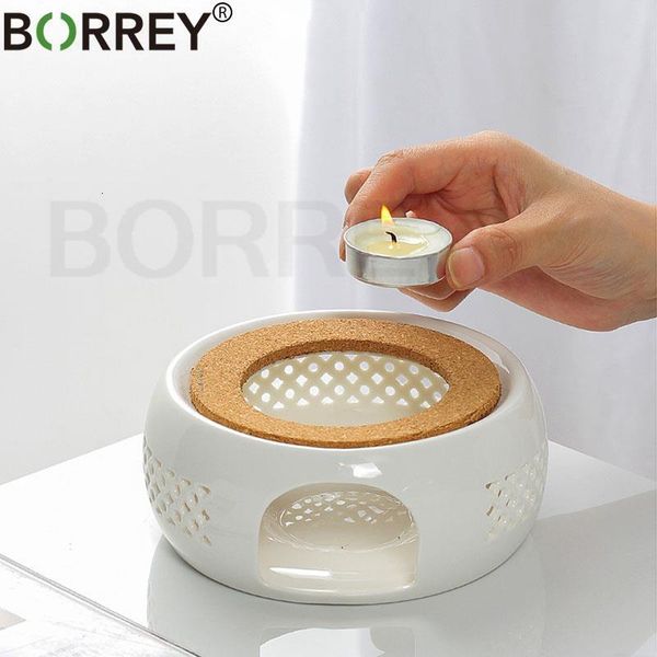 Tea Trays BORREY Ceramic Teapot Warmer Holder Base Insulation Coffee Water Candle Heating Teaware 230901