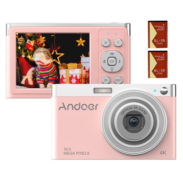 Andoer Digital Camera Portable 4K 50MP Video Camcorder Auto Focus 16X Zoom Anti-shake Face Detect Built-in Flash with Batteries