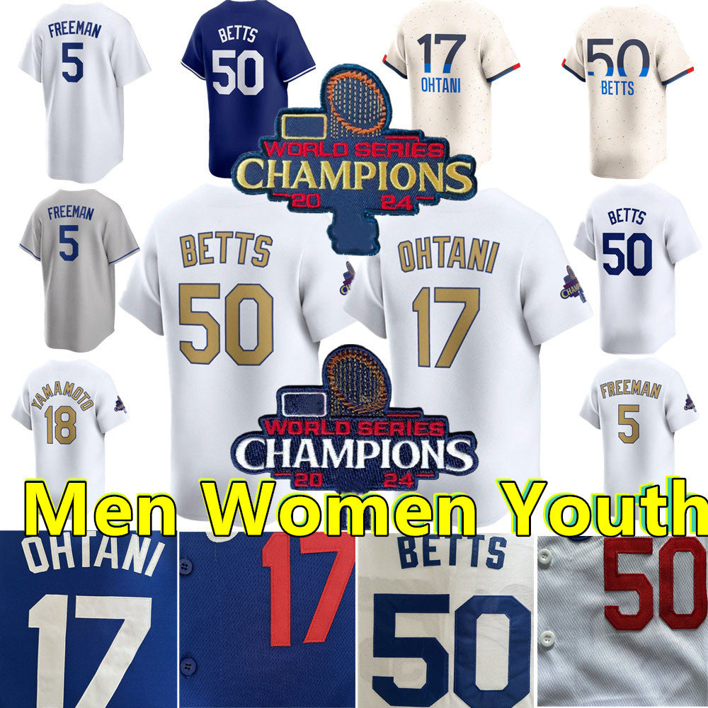 Custom Gold Jersey Shohei 17 Ohtani Mookie 50 Betts 18 Yamamoto Freddie 5 Freeman Max 13 Muncy City Connect Men Women Youth Baseball