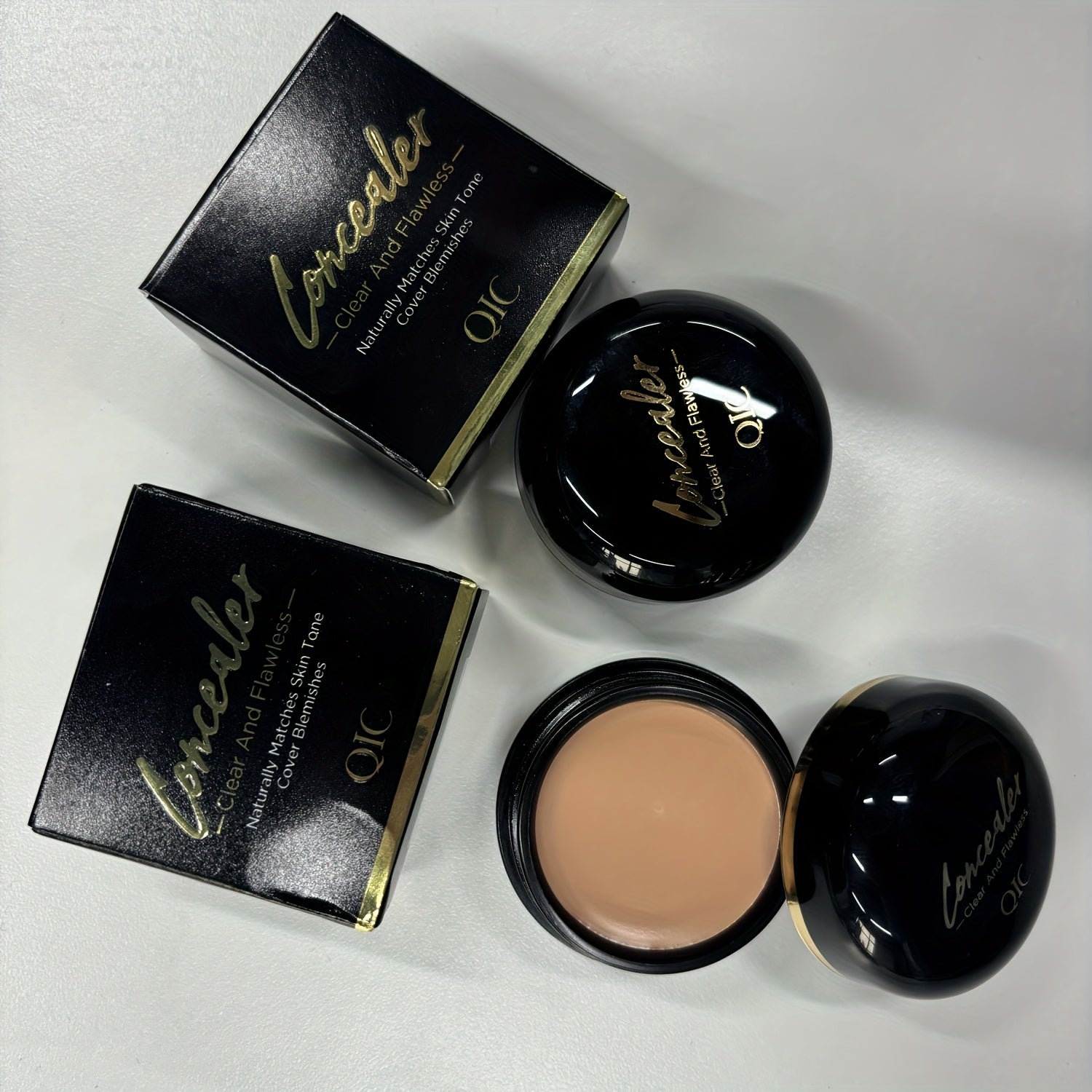 TEMU 2pcs Full Coverage Concealer Cream - Waterproof, Matte Effect, Suitable For Tones, Covering Scars And Black Spots, Durable, , Plant Ingredients.