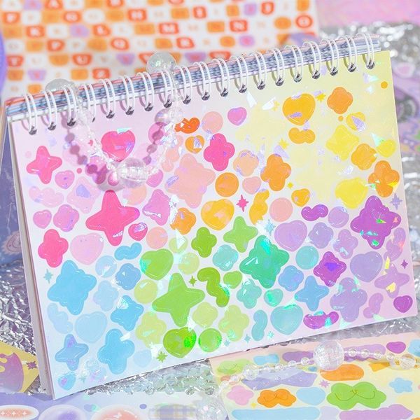 Adhesive Stickers Kawaii 50 Sheets Sticker Book NonRepeated Decor Scrapbooking Lable Idol Kpop Stationery Postcards 230630