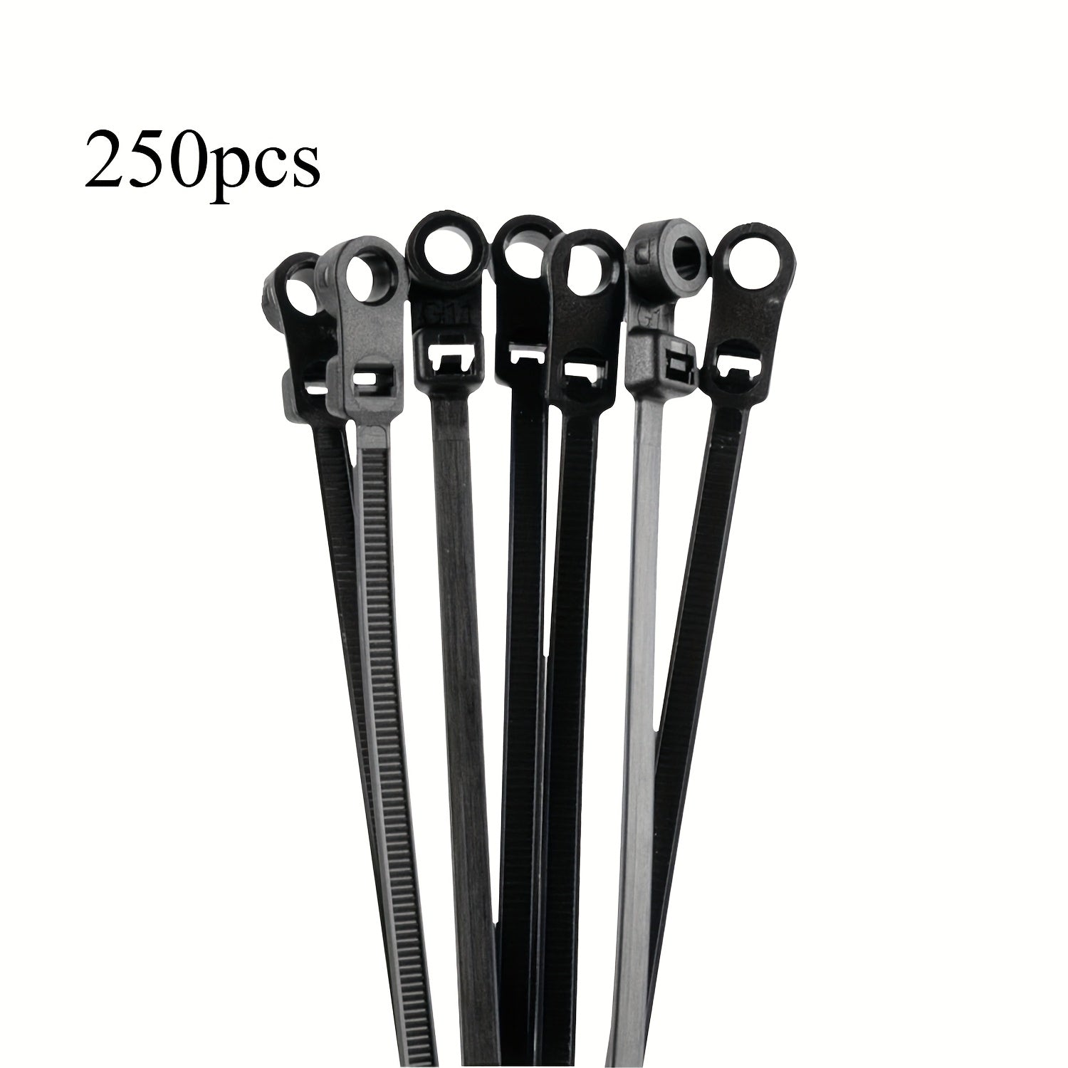 TEMU 250pcs Mountable Nylon Zip Ties - 8 Inch Heavy Duty Cable Straps With Screw Hole, Self-locking Multipurpose Electrical Zip Ties For Indoor &