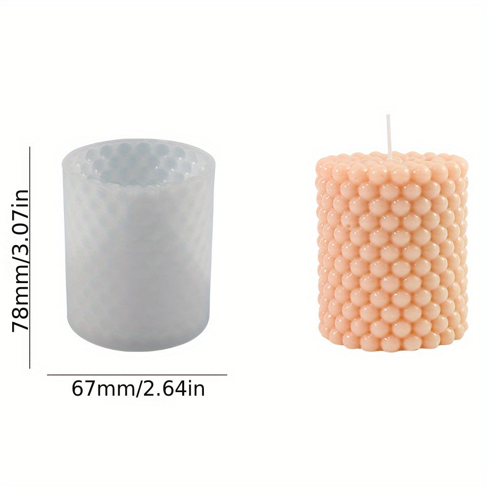 TEMU Bubble Candle Silicone Mold, Round Cylinder Candle Making Mold For Resin Clay Crafts, Diy Craft Casting Tool
