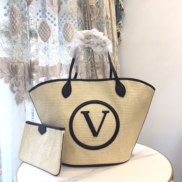 Fashion designer Totes large capacity shopping bag womens casual shoulder beach bags best selling summer Lafite handbag purse letter woven g