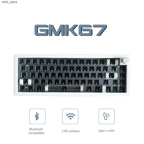 Keyboards GMK67 Machanical Keyboard KIT Bluetooth 5.0-2.4G Wireless-Wired Gasket-mounted Gaming Keyboard Customizable Keyboards KIT J241204