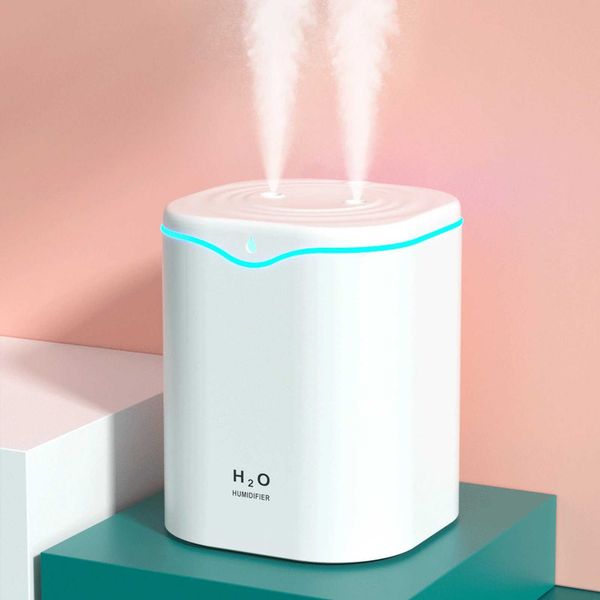 Humidifiers Humidifiers 2L Double Spray Humidifiers with LED light Cool Mist Auto ShutOff Humidifier Portable Desk Humidifiers for Bedroom H