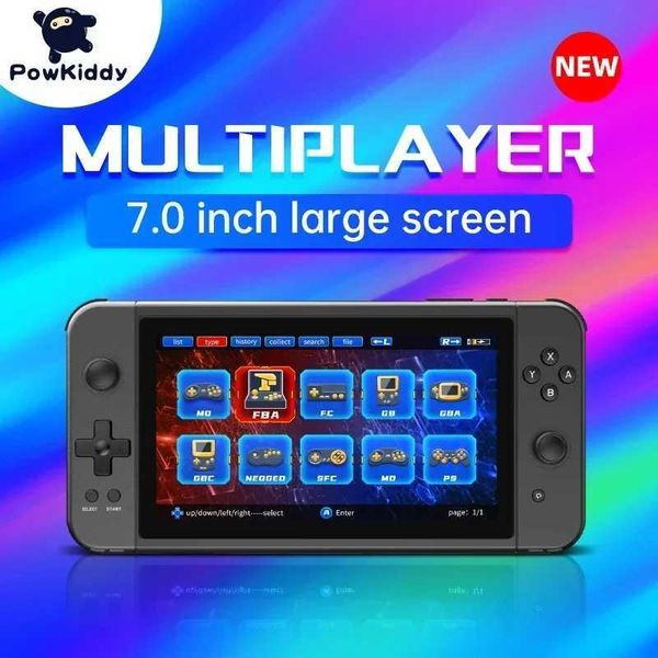 New POWKIDDY X70 Handheld Game console 7 inch HD Sn Retro Game Cheap Childrens Gifts port Two-Player GamesC250212