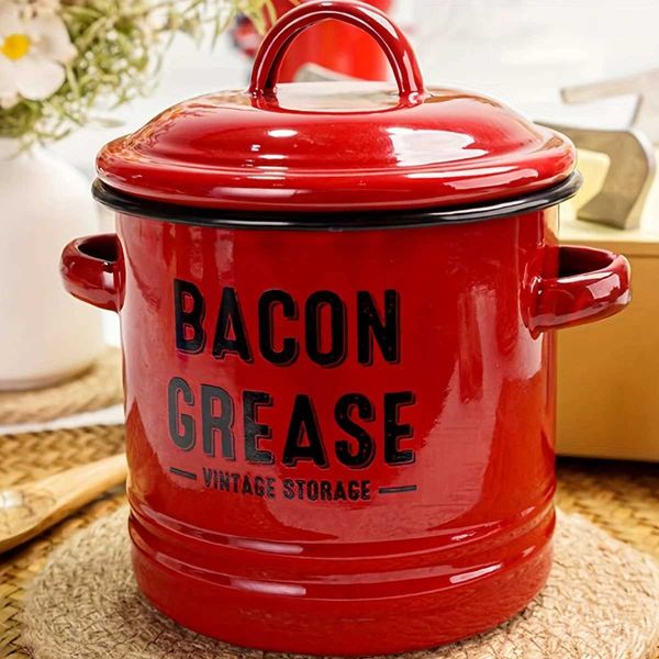 Storage Bottles Jars 1 large capacity enamel oil tank with lid rust proof grease container used for household kitchen for cooking oil storag