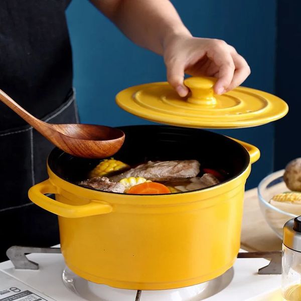 Soup Stock Pots 3L Ceramic Saucepan Cookware Classic Colorful Enamel Casserole Dutch Oven Nonstick Pan For Kitchen Cooking Dining Home 23121