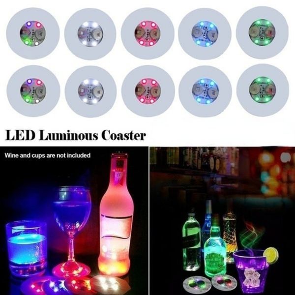 Mini Glow Coaster Bottle Light Stickers Festival Nightclub Bar Party Vase Decoration LED Glorifier Drink Cup Mat 3 Modes FY5395 AU27
