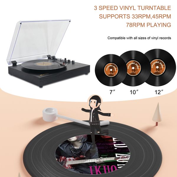 Vinyl Record Player Retro Turntable Vintage Gramophone Compatible with 7-10-12in Vinyl Records 33-45-78 RPM Speeds BT5.3 Speaker