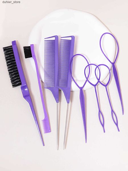Hair Brushes 8PCS hair styling comb set teasing hair brush pointed tail comb edge brush hair tail tool weaving tool ring J241122