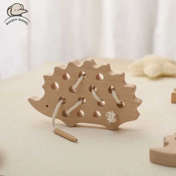 Toy de madeira Montessori para bebês Threading Puzzle Game Decoração de Baby Room Education Education Wooden Toys Sensory Touch Shape ToysC2