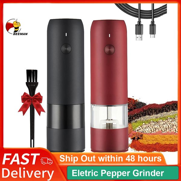 Electric USB Automatic salt and pepper grinder Pepper Grinder With LED Light Adjustable Coarseness Spice Mill 240717