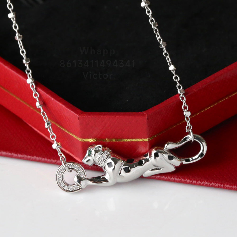 panthere necklace for women designer for man diamond Emerald Gold plated 18K T0P 925 silver luxury Black spots European size jewelry with box 008