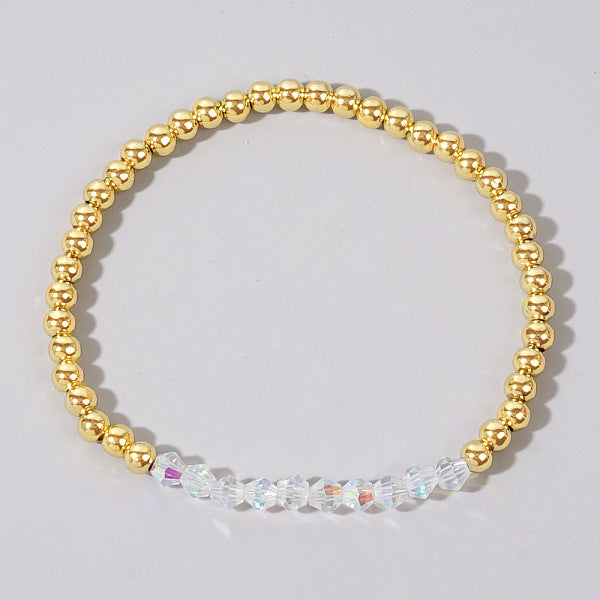 Bunte facettierte Doppelkegel- und Messingperlen-Stretcharmbänder mit Geburtssteinen für Frauen