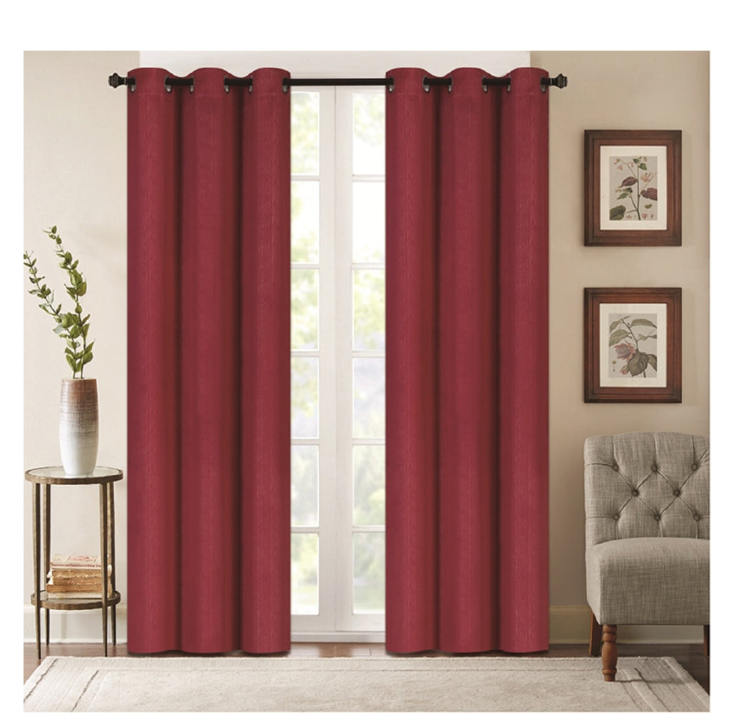 Denver Embossed Energy-Saving 63" or 84" Curtains - 63-Inch - Burgundy