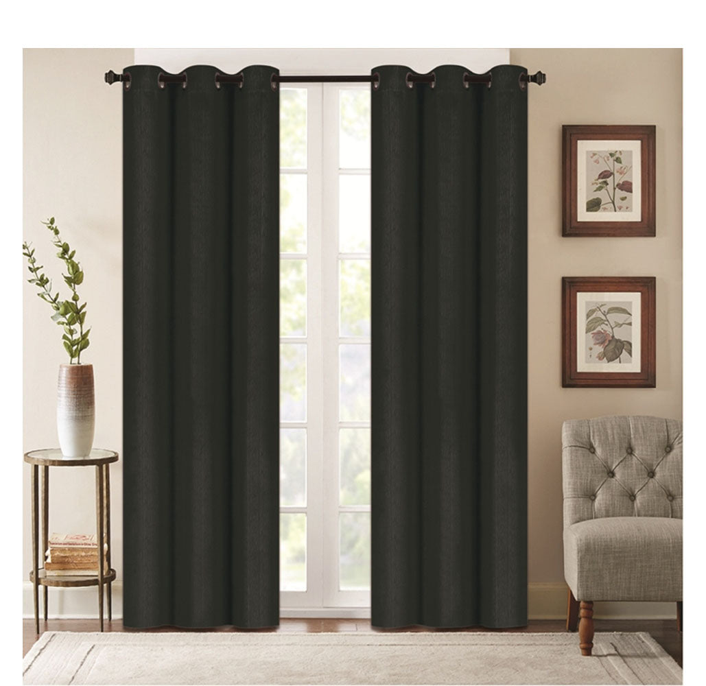 Denver Embossed Energy-Saving 63" or 84" Curtains - 63-Inch - Black