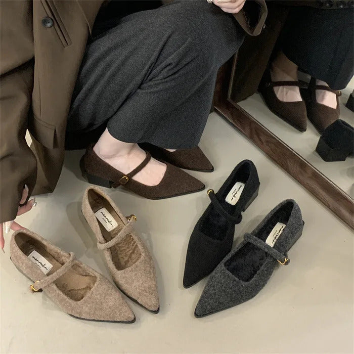 Dress Shoes Woman Office Ladies Mary Jane Slim Heels Footwear Pointed Pumps Chunky Sandals Work Lolita Slimming African Toe Bloc 241225