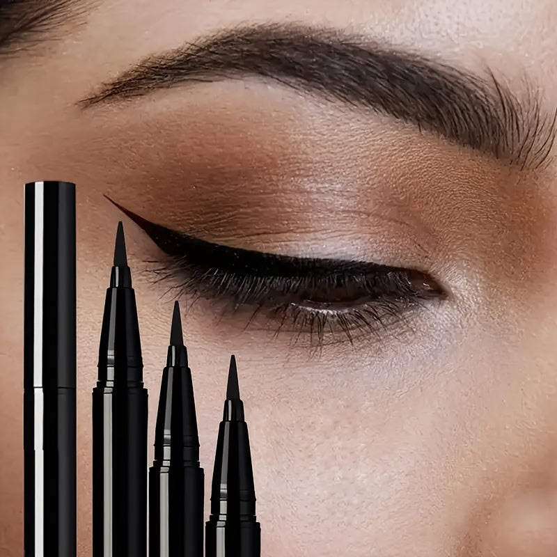 TEMU 3pcs Quick-dry Waterproof Eyeliner Pens - , Sweat-resistant, Beginner-friendly, For Long-lasting Makeup Looks, Festivals & Gifts, Beginner