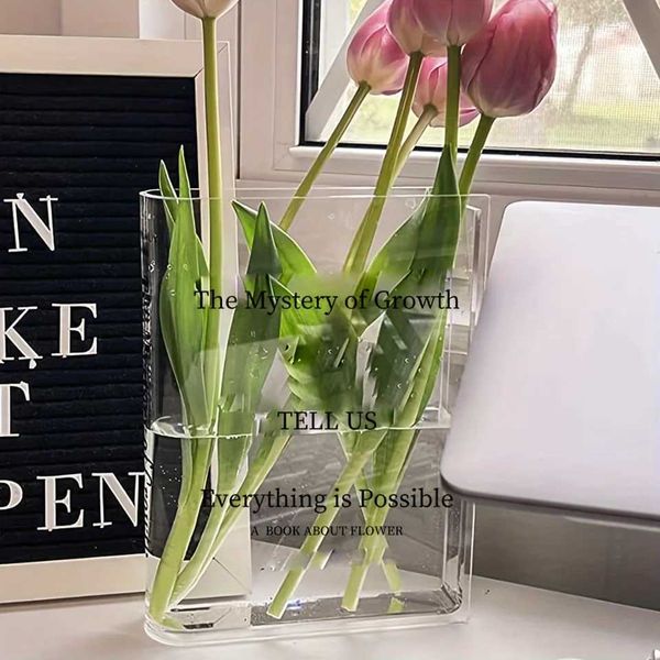 Nordic style transparent book vase - elegant flower rack used for home decoration weddings Valentines Day Y250114