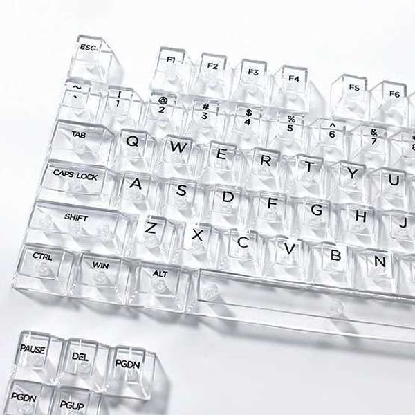 Crystal Transparent Cherry Profile Keycaps For Mechanical Gaming Keyboard ISO Enter PC Key Caps Side carving Backlit RGB KeycapXJ241225