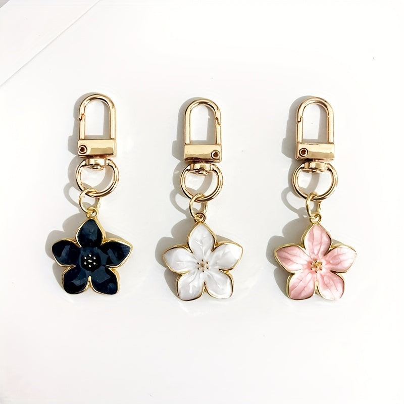 TEMU 3pcs Keychain Charms, Simple Alloy Enamel Pendant, Non-braided, , Bag Accessories - Pink, White, Black Suitable For Men And Women.