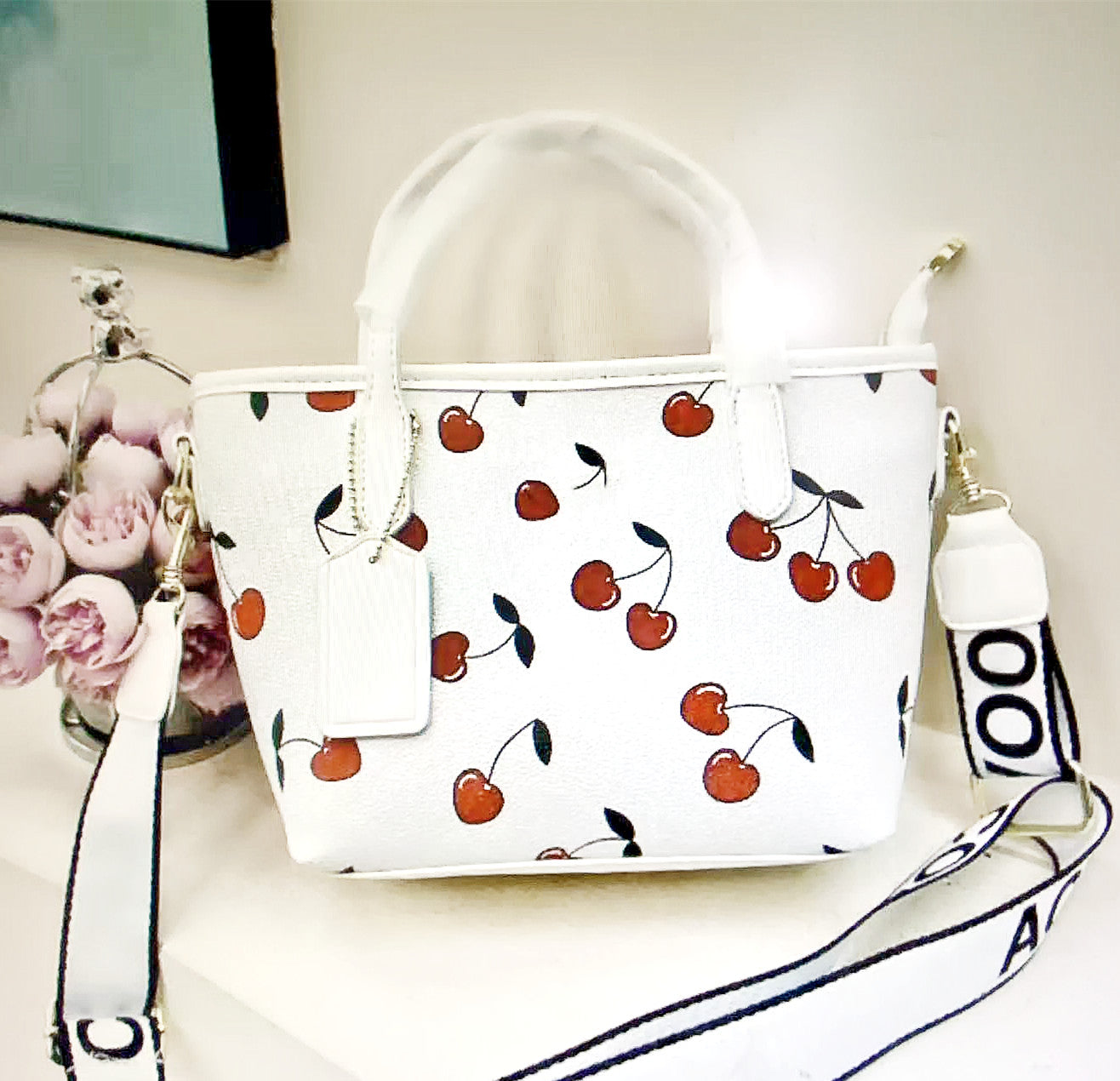 Designer Bag Printing Black Flower Bags Handbag Purse Shoulder Crossbody Female Backpack56337547