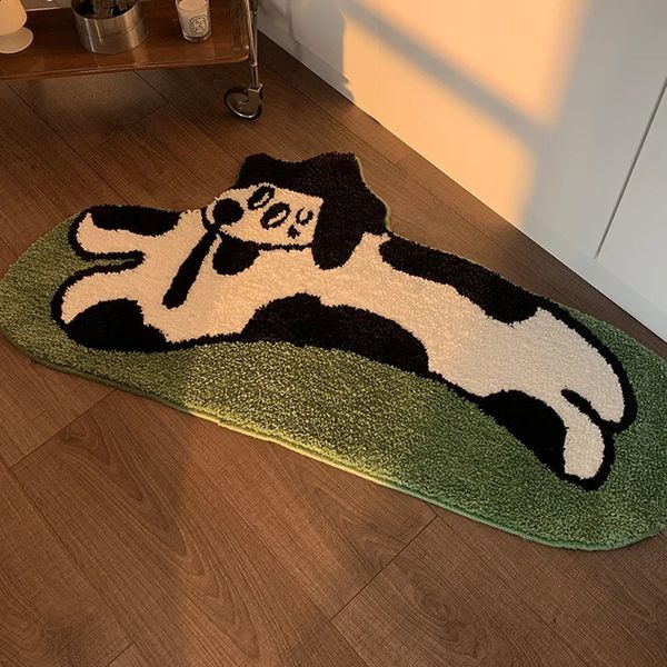 Tufting Dog Bedroom Rug Cartoon Animal Carpets Soft Plush And Absorbent Tufted Rectangular Carpet Bath Mat 40X120cm Home Decor 241231